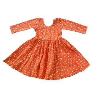 Orange Floral Kids Casual Dress